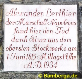 Gedenktafe zum Fenstersturz von Marschall Berthier