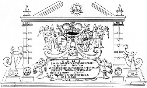 Bamberg: Portalwappen an der Alten Aula, Zeichnung von Joh. Seb. Schramm (+1790)